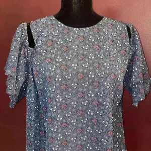 Michael Michael Kors Women’s XL Navy Open Shoulder Short Sleeve Top